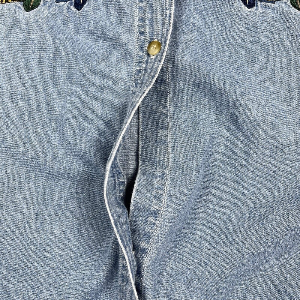 Quizz Again Denim Shirt Womens Medium Blue Embroidered‎ 90s Safari Animals - Picture 7 of 13